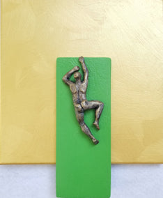 mixed media artwork by Yelitza Diaz titled Green Climber on Gold