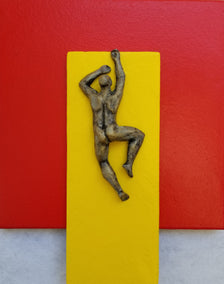 mixed media artwork by Yelitza Diaz titled Yellow on Red II