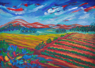 acrylic painting by Zelie Alice titled Autumn in Winery