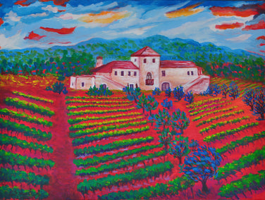 acrylic painting by Zelie Alice titled Wine Lover's Paradise